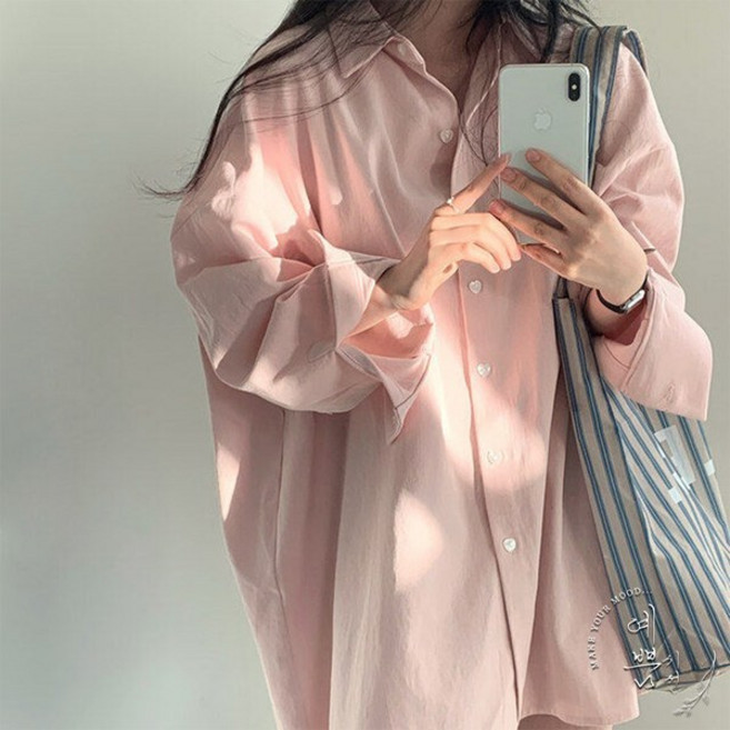예쁨시전 꾸안꾸 데일리 체형커버 박시핏 하트 버튼 롱셔츠 원피스