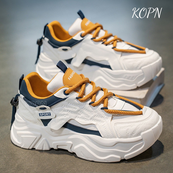 KOPN 아버지 신발 남자 신발 봄 가을 통기 망면 신발 남자 두꺼운 밑창 키높이 캐주얼 운동화
