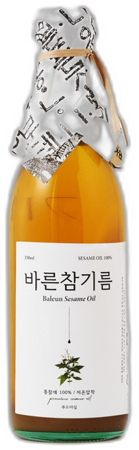 푸드마실 통참깨 100% 저온압착 바른 참기름, 350ml, 1개