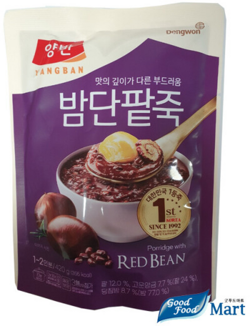 양반죽 파우치 밤단팥죽 (), 5개, 420g