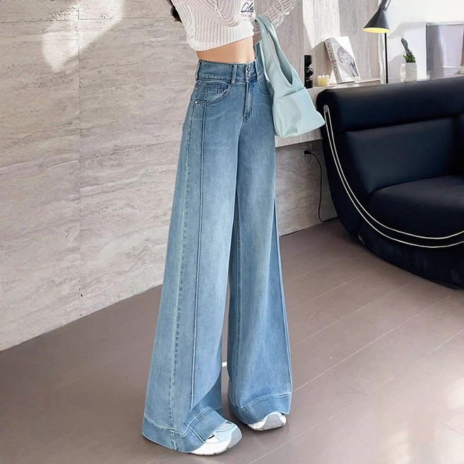 샤일리 날씬핏 여성 와이드 부츠컷 스판 데님 청바지