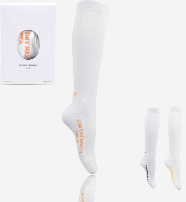 언디자인드라이프 쿨맥스 논슬립 스포츠양말 3중 쿠션 단목 장목 니삭스, 화이트&오렌지, 1개