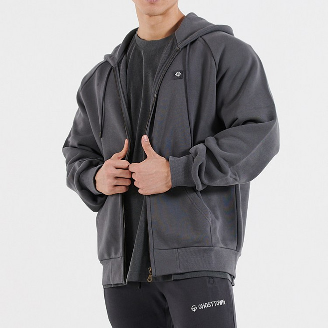 고스트타운 이클립스 남성 머슬핏 집업 후드