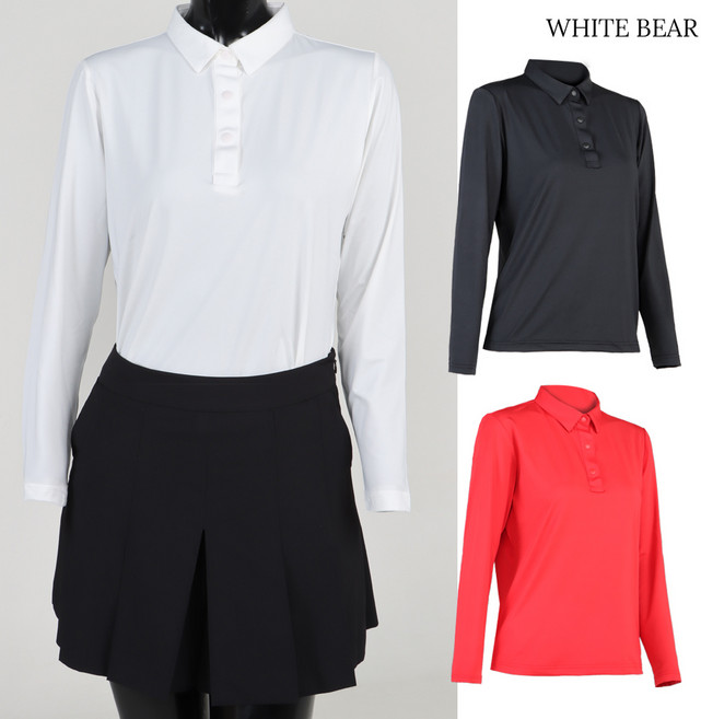 화이트베어 스판 여성 카라 긴팔티 WB103