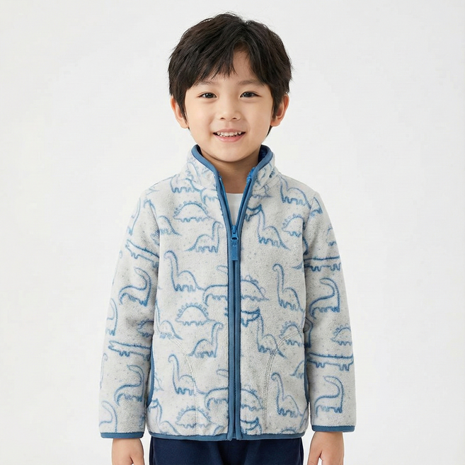 지디오 키즈 보아털 후리스 점퍼 기모 플리스 집업 자켓 아동 공룡 다이노 잠바 봄 아우터 등원룩