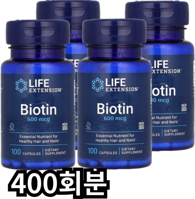 라이프익스텐션 비오틴 600mcg 캡슐, 400회분, 1개 - 쿠팡