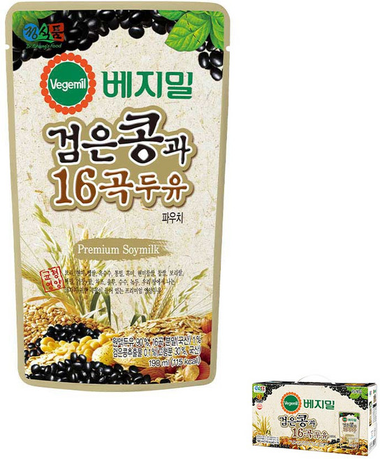 베지밀 검은콩과 16곡 두유, 190ml, 15개