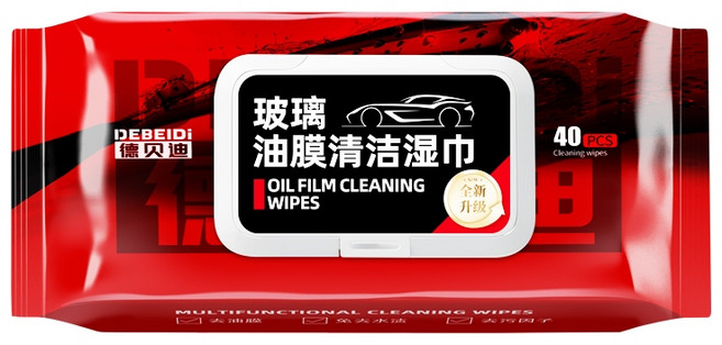 DEBEIDI 德貝迪 汽車玻璃油膜清潔濕巾 多功能去污除水漬, 1個, 德貝迪【油膜清潔濕巾40抽】加量升級