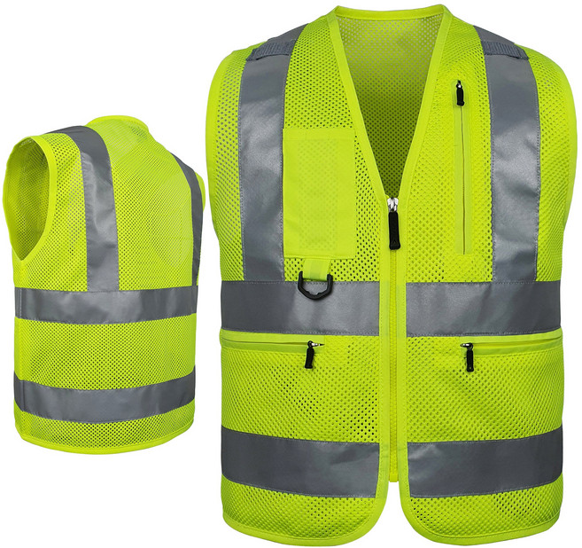 고급 형광 망사 안전 조끼 NV192A 현장 신호수 작업복