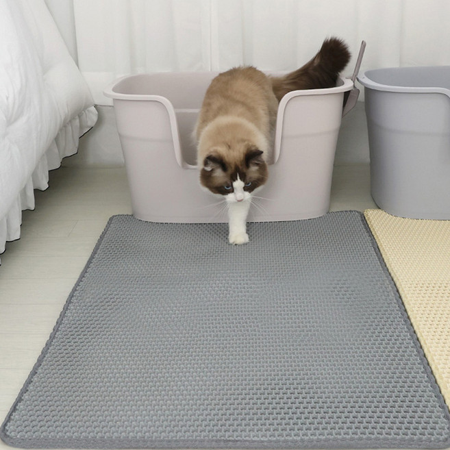 펫토리아 빅사이즈 고양이 사막화방지 벌집모양 이중 모래매트, 1개, 그레이