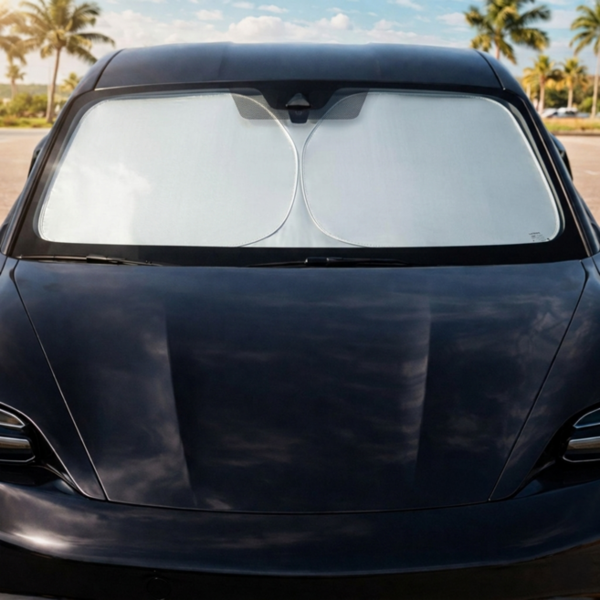 바닐라정글 차량 앞유리 햇빛 가리개 원터치, 1개, 블랙