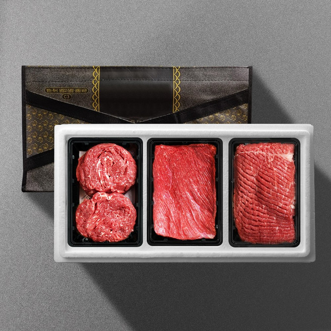 [기품맛담] 1등급 한우암소 정육혼합 900g 선물세트 2호(불3국3산3), 1개