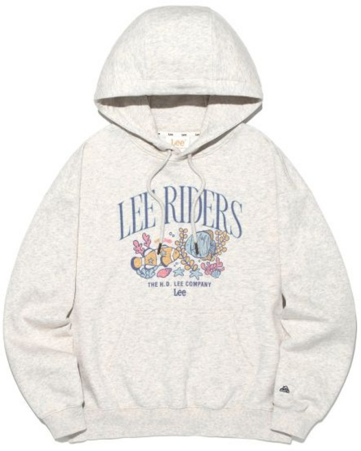 후드티 세트 LEE 리 [여성 후드 티셔츠] 우먼 오션 그래픽 후드 오트밀