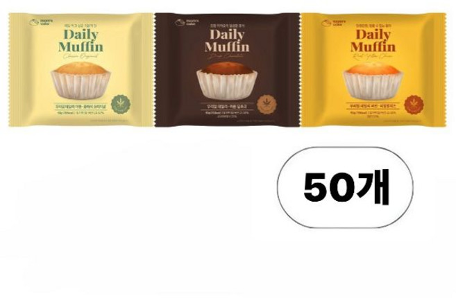 맘스케이크 우리밀 데일리 머핀 3가지맛 맛별세트 50개, 40g