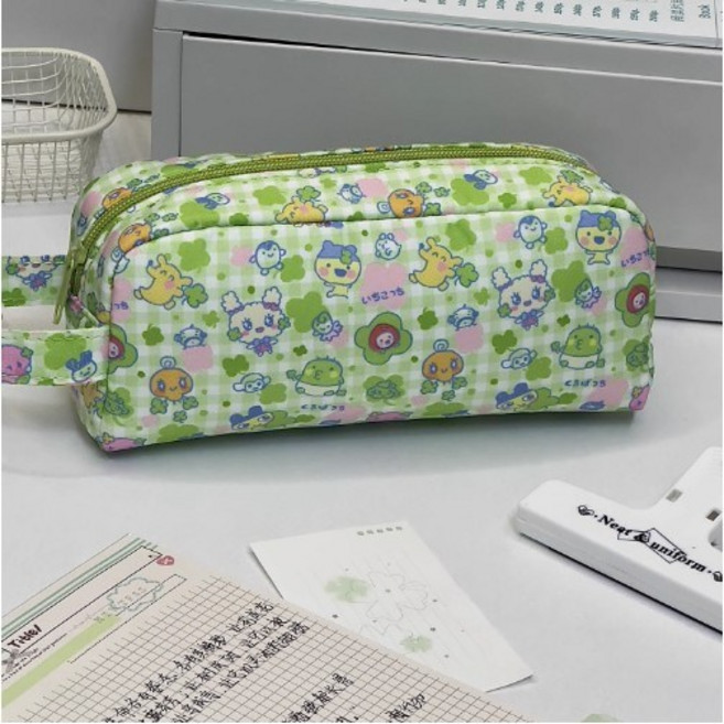 다마고치 대용량 파우치 대용량 필통 추천 귀여운 필통 다마고치 파우치 새학기 선물 친구선물 생일선물 다마고치 파우치 구치파치 마메치 미미치 정품 필통 선물 추천, 1개, 다마고치 그린 필통