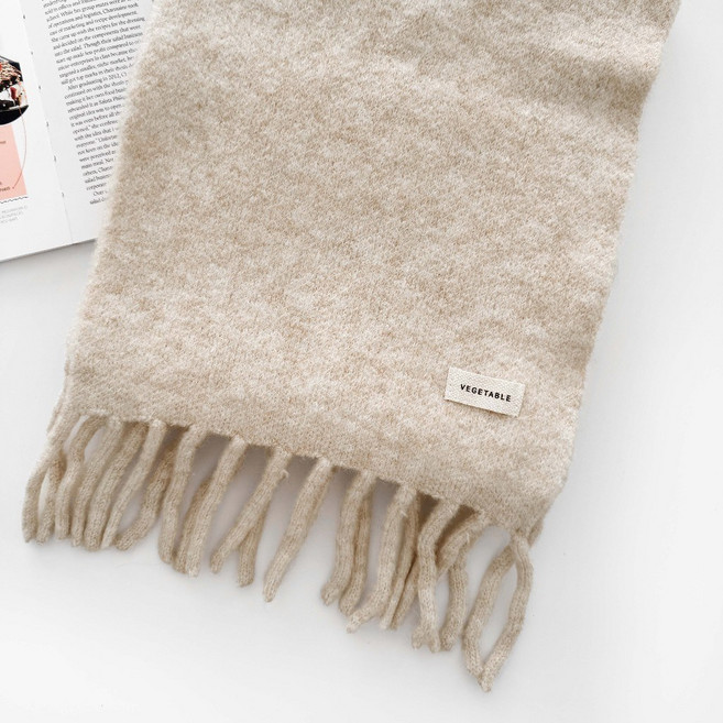 VEGETABLE 針織流蘇圍巾 柔軟加厚保暖脖圍