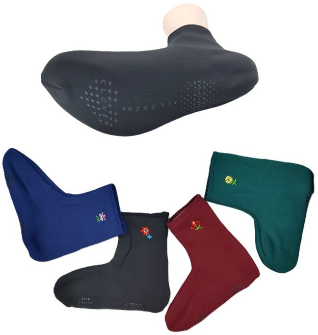 SOGO 고급형 꽃자수단색 요술버선 중목덧신(2컬레) 덧버선 겨울양말 여성덧신