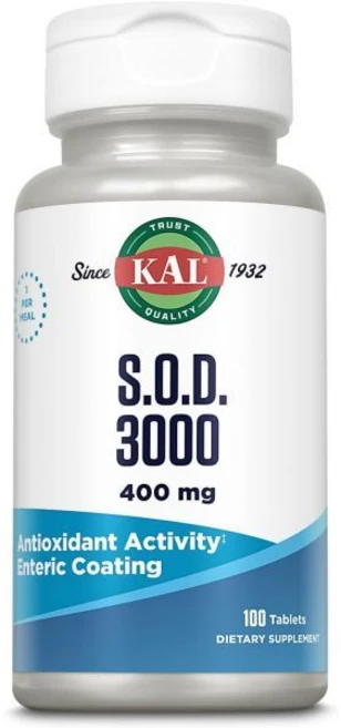피로 비염 영양제 KAL S.O.D. 3000 400mg 슈퍼옥사이드 디스뮤타제(SOD) 소고기 소스 슈퍼 제 최대 동화 위 장용 코팅 60일 보증 100인분 100정, 1개 - 쿠팡
