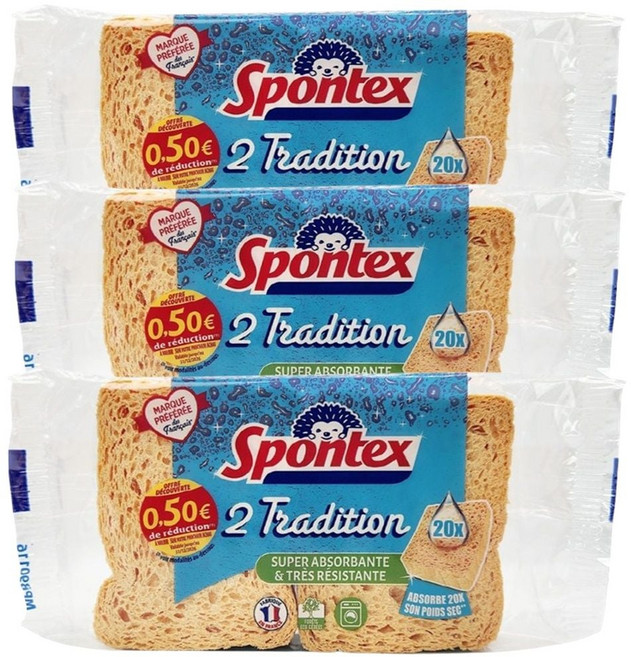 스폰텍스 드라이 셀룰로오스 스펀지 주방 행주 주방 수세미 욕실 6매입 프랑스산 3팩, 본상품