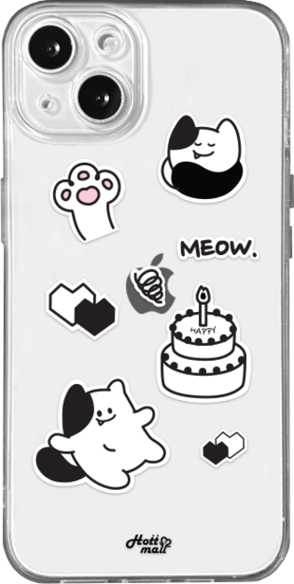 핫티몰 MEOW 스티커냥 투명 젤리 휴대폰 케이스