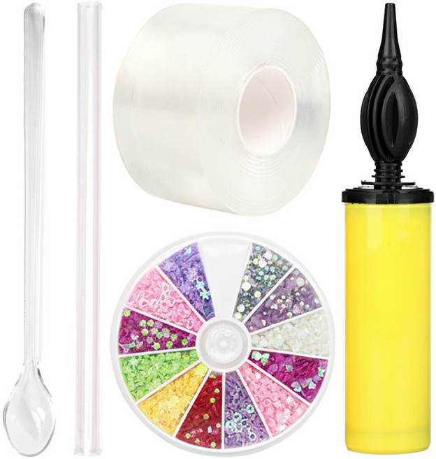 투데이리빙 5종 세트 실리콘 양면 테이프 풍선 만들기 쉽고 즐거운 투명 큐브 공 풍선펫 DIY 키트, 1세트, R79127A(혼합색상