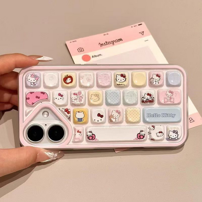 다이슝 입체 키보드 큐티 캐릭터 키티 케이스 아이폰 17/16 호환 케이스