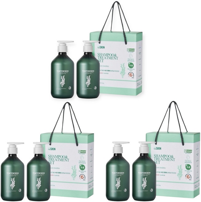 톡톡스킨 비건 더마 임산부 탈모 다시마 샴푸 선물세트 500ml 2개입, 3개
