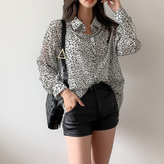 나크21 55 77 레오파드 시스루 블라우스 NK11 T 2