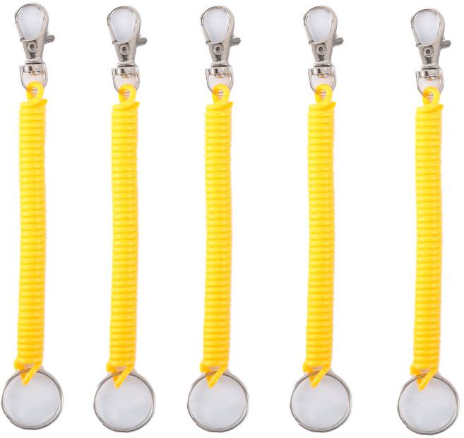 다용도 도난 분실 방지 휴대폰 가방 안전 고리 스프링 스트랩 줄, 5개, 옐로우