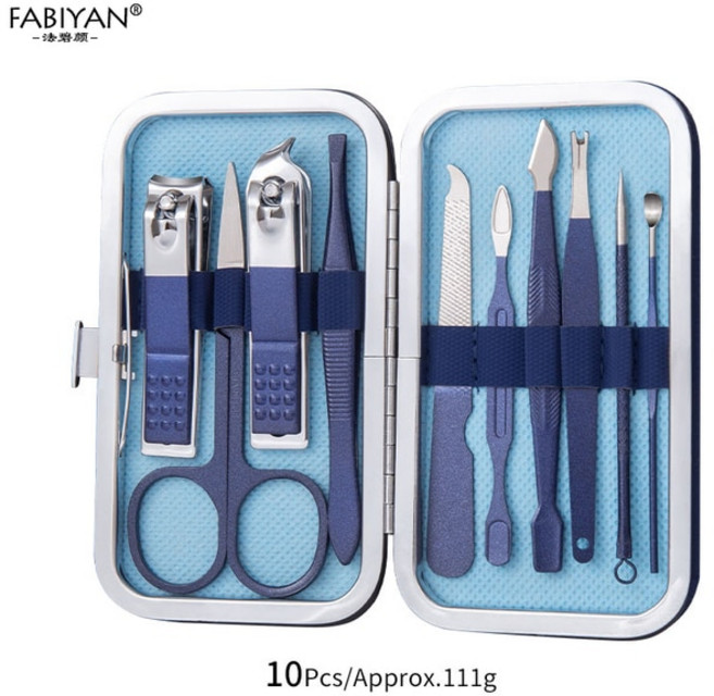 스테인레스 스틸 매니큐어 페디큐어 손톱깎이 세트 7/10/15/18 개 가위 족집게 귀 스푼 각질 제거 도구 키, [12] 10Pcs