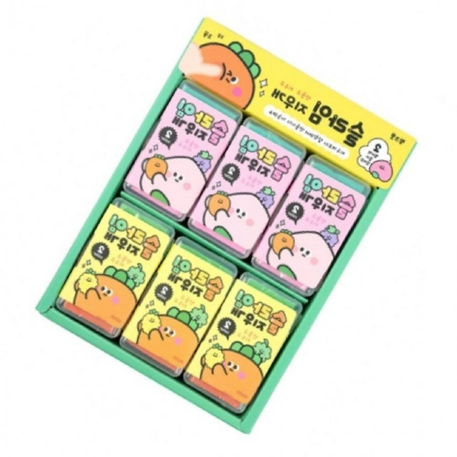 지우개 슬라임 케이스 캐릭터 당근 핑크풋 색상랜덤 문구, 1개, 상세페이지 참조