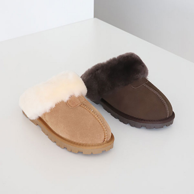 남녀공용 천연가죽 천연양모 양털 슬리퍼 TMA-236