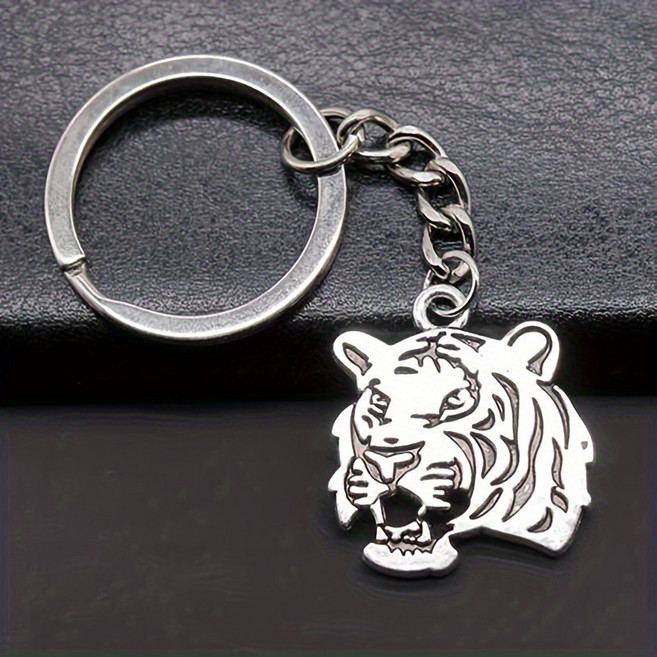 호랑이 키체인 키링 호랑이 열쇠고리, 실버, 1개
