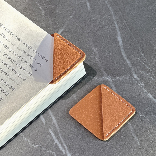 구김제로 미미누 가죽 감성 책갈피 북마크 북클립, 브라운, 2개
