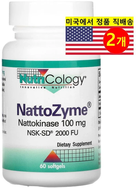 1+1 뉴트리콜로지 나토자임 나토키나제 100mg 60소프트젤 뉴트리콜땡땡 약들약 고약사, 60정, 2개 - 쿠팡
