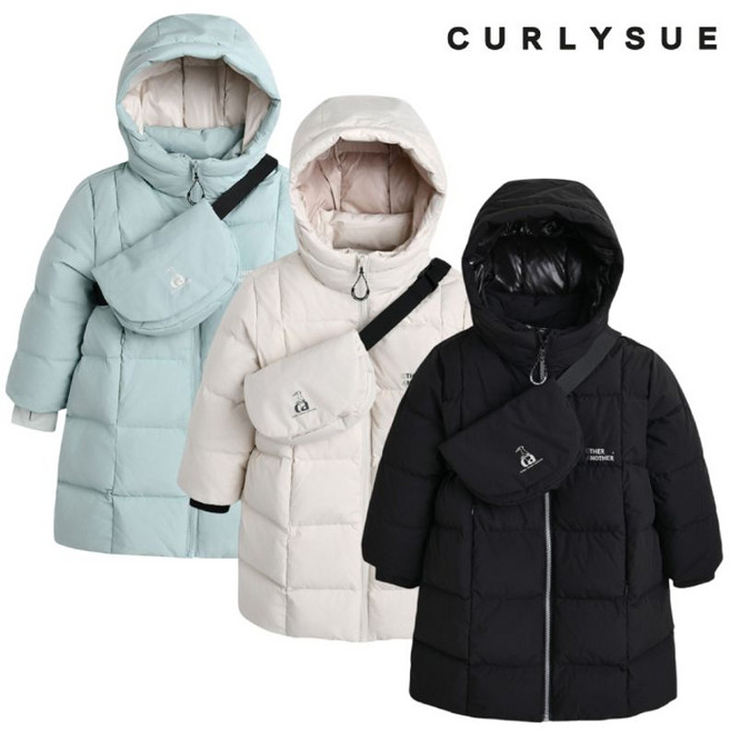 컬리수 아동 벤치롱 다운 패딩 점퍼 +크로스가방 세트 C244JM353P