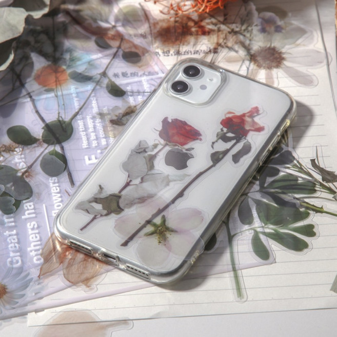 꽃 플라워 영어 레터링 스티커 투명 필름 PET 압화 다꾸 팬시, 5. 옐로우 플라워 (ST-651)