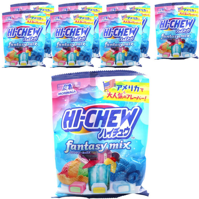 MORINAGA 森永 HI-CHEW 嗨啾 綜合彩色雪酪口味 & 藍色夏威夷口味 & 藍色覆盆子口味, 68g, 8個