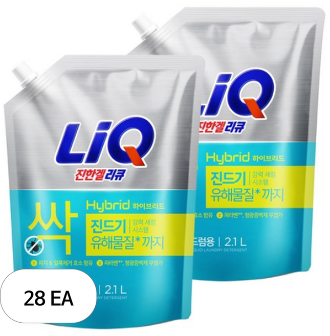 리큐 진한겔 하이브리드 드럼세탁기용 액상세제 리필, 2.1L, 28개