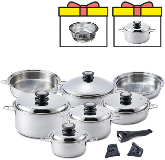 [JKLIVING] 마마르떼 마스터세트, 마스터세트(16냄비+24스티머), 스텐