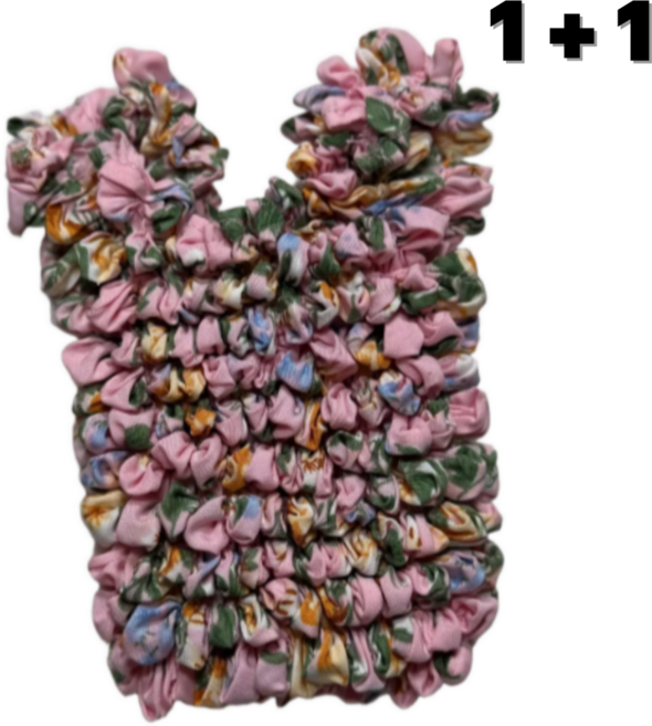 쉬어가게 휴대용 요술 주름 장바구니, 1개, 분홍 꽃무늬