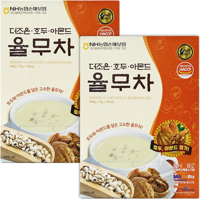 더조은 호두 아몬드 율무차 식사대용 선식 스틱, 2개, 36개입, 18g