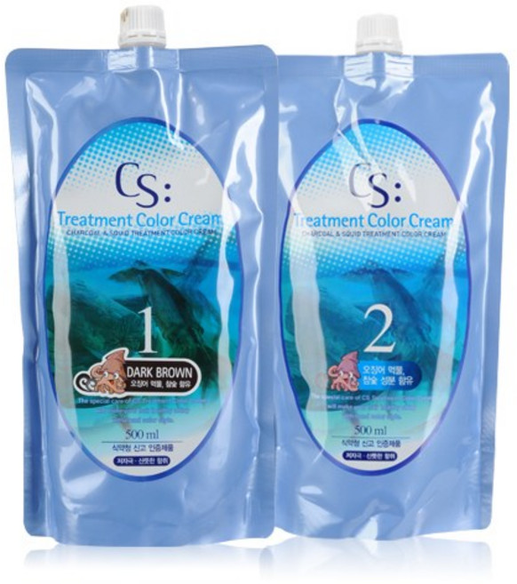 소망 소망 CS 트리트먼트 오징어먹물 컬러크림 1제500ml+2제500ml, 쿠퍼브라운 새치커버, 1개