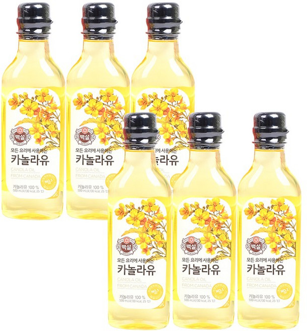 백설 카놀라유 500ml, 6개