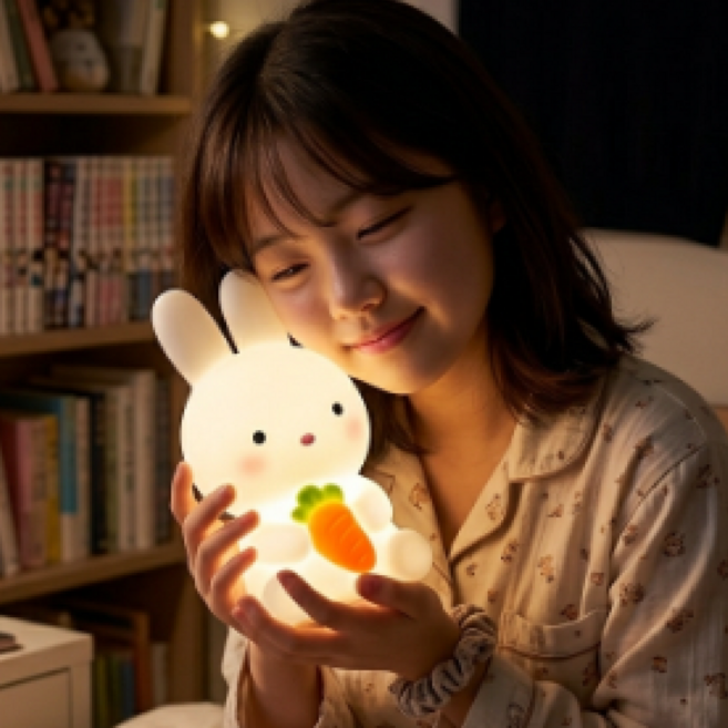 하온부 귀여운 토끼무드등 수면등, 눈 뜬 당근토끼