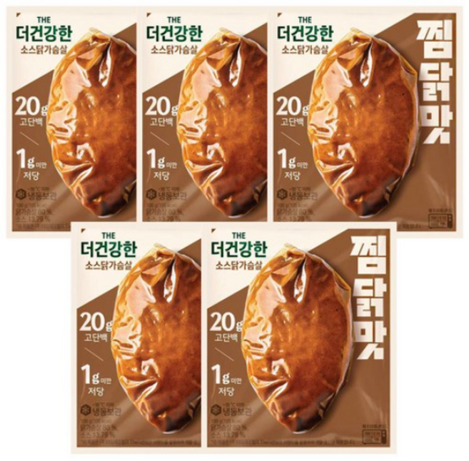CJ 더건강한 소스닭가슴살 찜닭맛, 5개, 100g