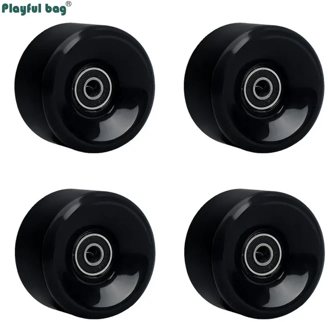 70MM 78A 오프셋 허브 4 휠 세트 ABEC 9 베어링 부드러운 라이딩 롱 보드 스케이트 휠이 있는 단단한 롱보드, Black