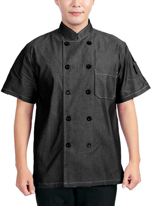 [ UFC62BU ] 흑청색/청회색/데님/면TC/요리사복/조리사복/식품회사/공장/쿡복/셰프복/반팔/반소매/위생복/가운/상의