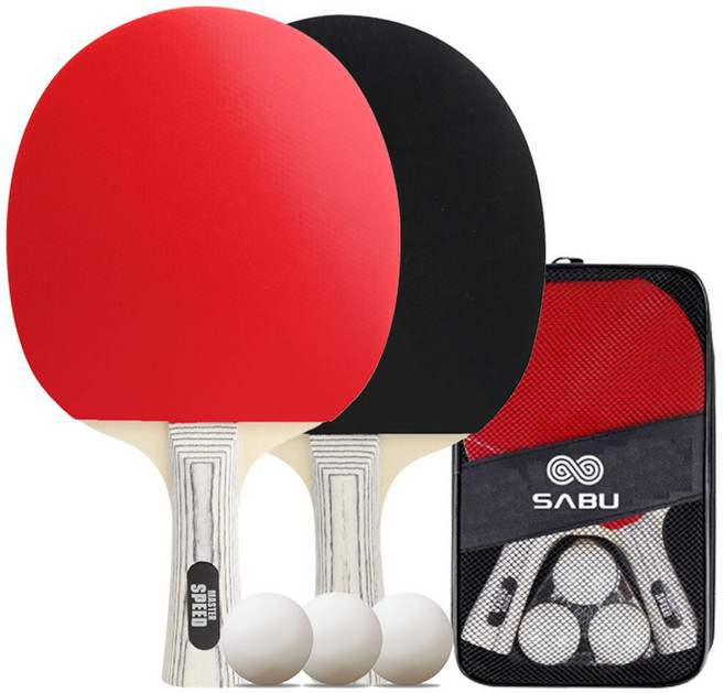 [ 라켓2p+공3p+가방 ] SABU 카본 탁구라켓 입문용 쉐이크 핸드, 세트, 1개