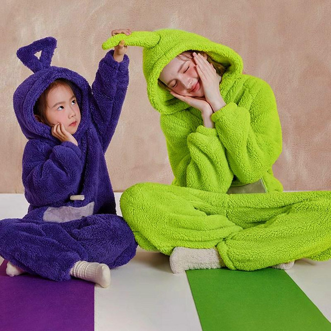 미소샵 텔레토비잠옷 성인텔레토비잠옷 극세사 캐릭터코스튬 파티